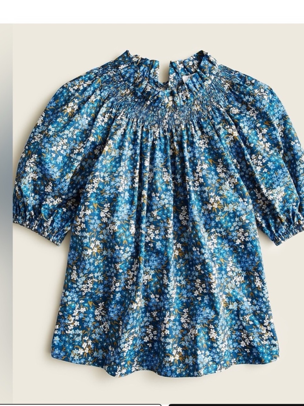 J. Crew Smocked Blouse Liberty London Sea Blossoms S